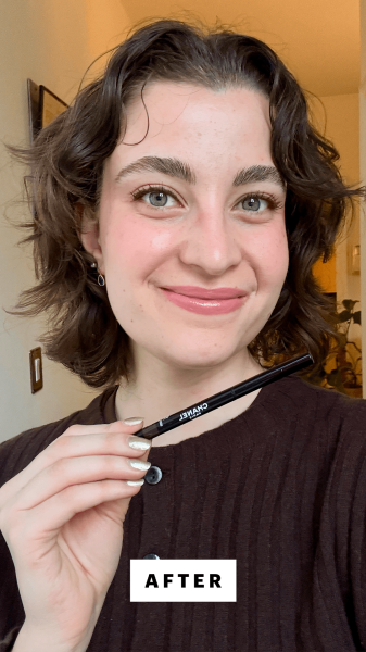 Felbin after applying the Chanel Stylo Yeux Waterproof in Espresso