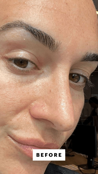 Allure commerce writer Lily Wohlner before applying the Tower28 Make Waves Mascara